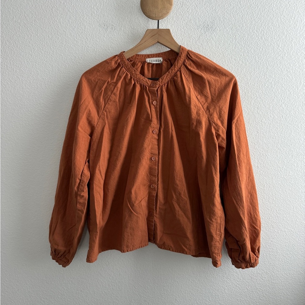 Lacausa Collarless Button Down Cotton Shirt